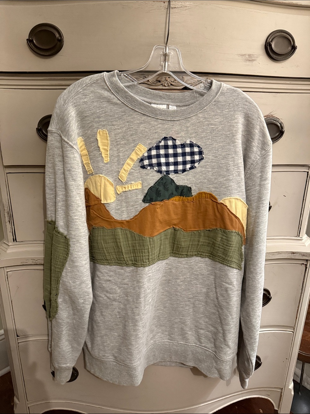 Bluey Upcycled Crewneck Sweatshirt With Landscape Applique Design L